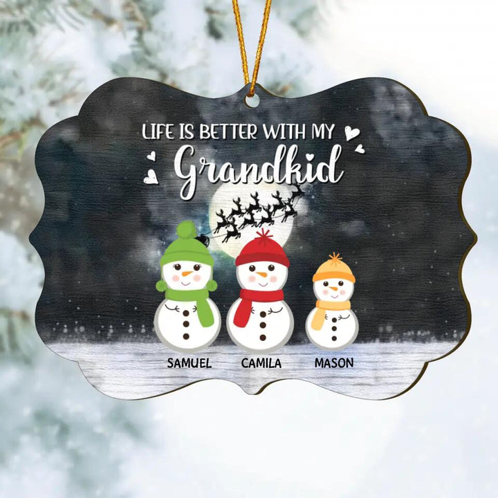 Personalized Wood Ornament - Gift For Grandparents - Life Is Better With My Grandkids