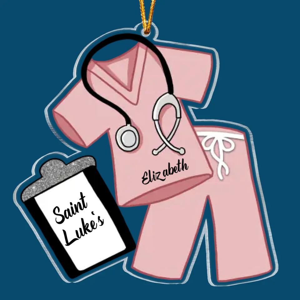Personalized Mica Ornament - Gift For Nurse - Scrub Life ARND0014