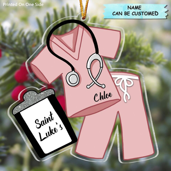 Personalized Mica Ornament - Gift For Nurse - Scrub Life ARND0014