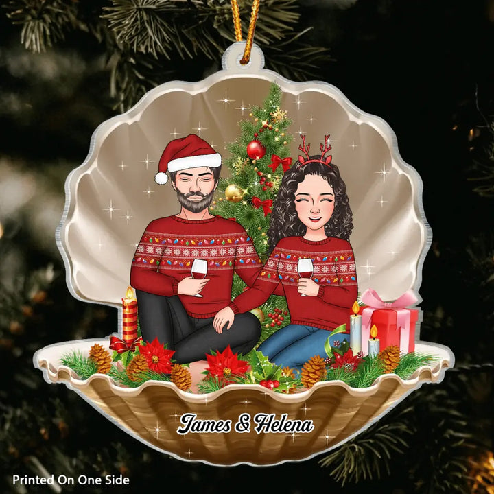 Personalized Mica Ornament - Gift For Couple - Merry Christmas Darling ARND005