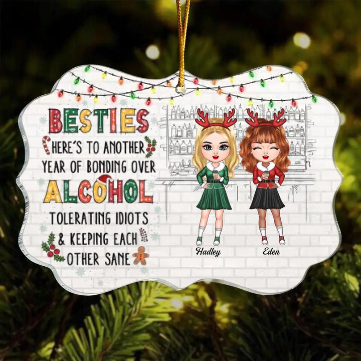 Personalized Mica Ornament - Gift For Friend - Here's To Another Year Of Bonding Over Alcohol