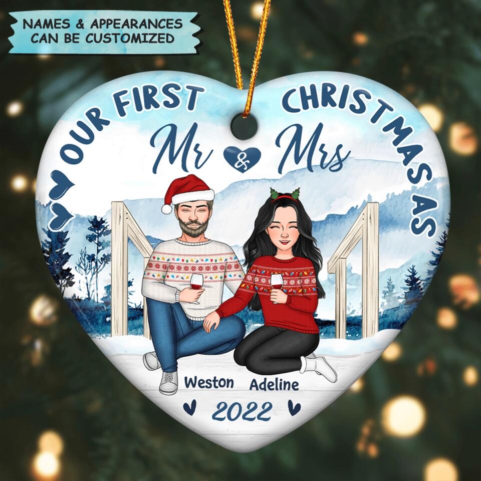 Personalized Ceramic Ornament - Gift For Couple - Our First Christmas As Mr And Mrs ARND0014