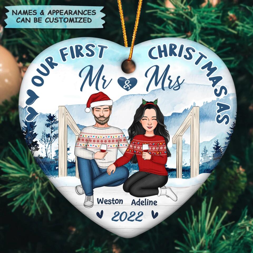 Personalized Ceramic Ornament - Gift For Couple - Our First Christmas As Mr And Mrs ARND0014