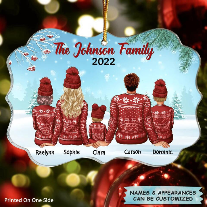 Personalized Mica Ornament - Gift For Family Member - Family In The Snow ARND0014