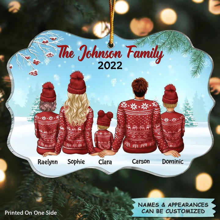 Personalized Mica Ornament - Gift For Family Member - Family In The Snow ARND0014