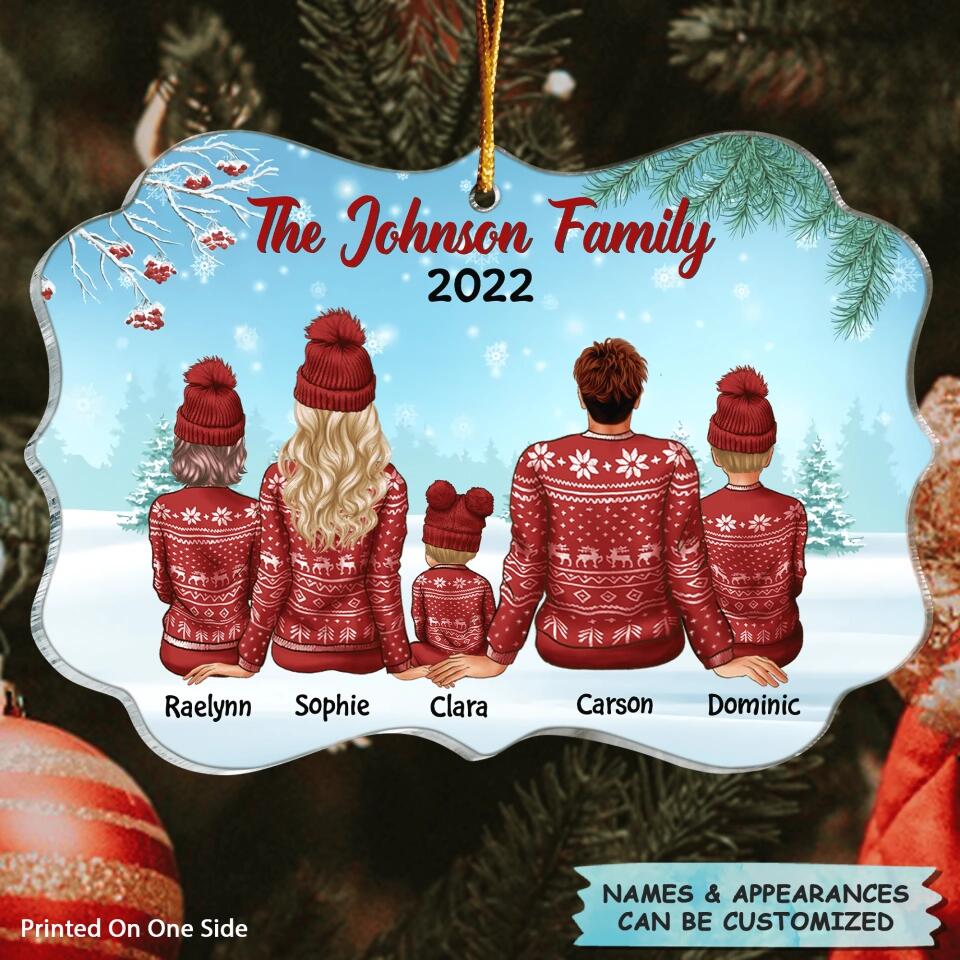 Personalized Mica Ornament - Gift For Family Member - Family In The Snow ARND0014