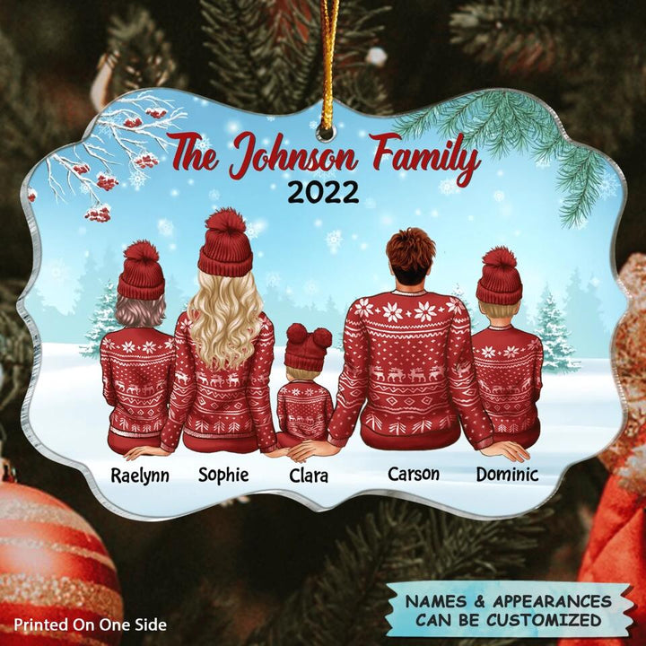 Personalized Mica Ornament - Gift For Family Member - Family In The Snow ARND0014