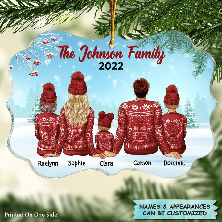Personalized Mica Ornament - Gift For Family Member - Family In The Snow ARND0014