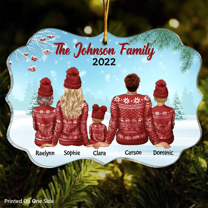 Personalized Mica Ornament - Gift For Family Member - Family In The Snow ARND0014