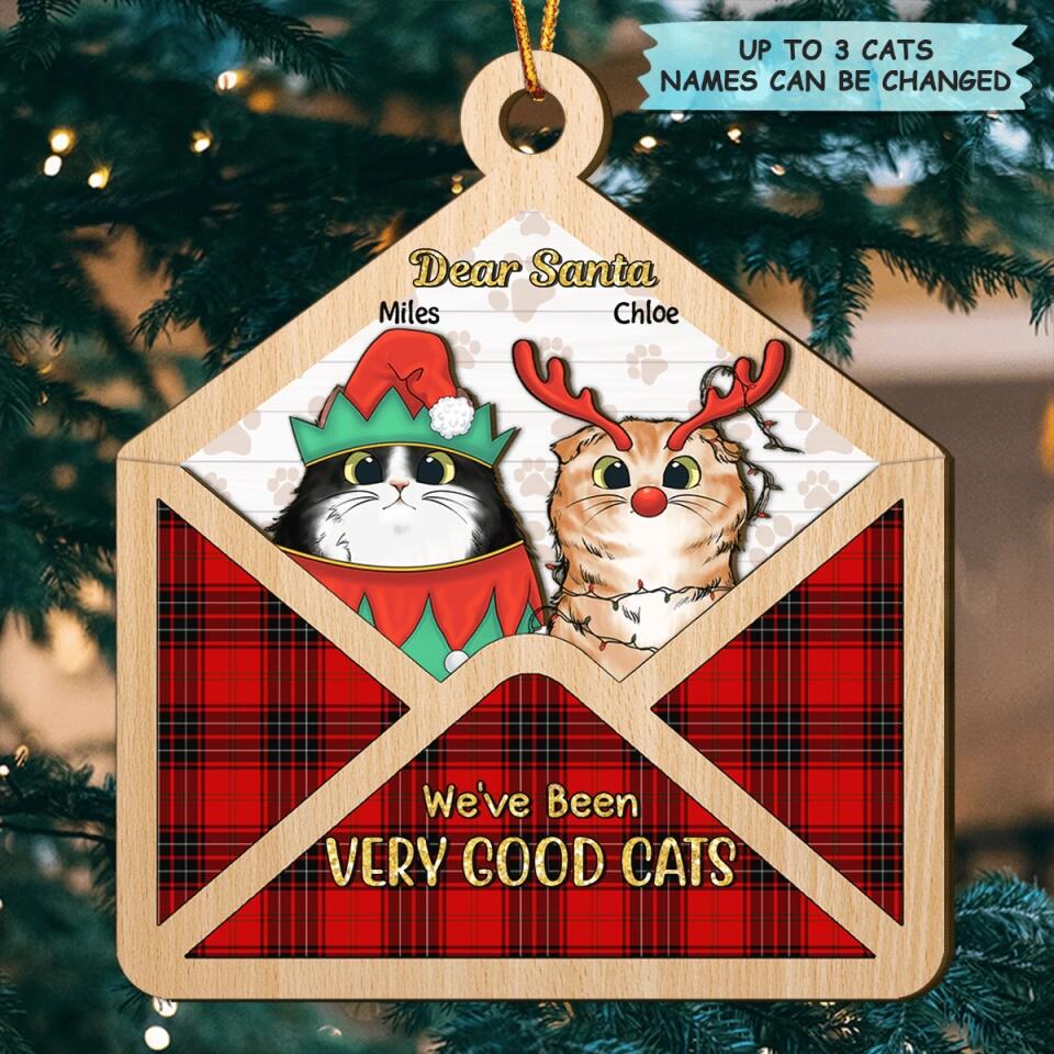 Personalized Layer Wood Ornament - Gift For Cat Lover - Dear Santa Cat Christmas, Santa Letter ARND037