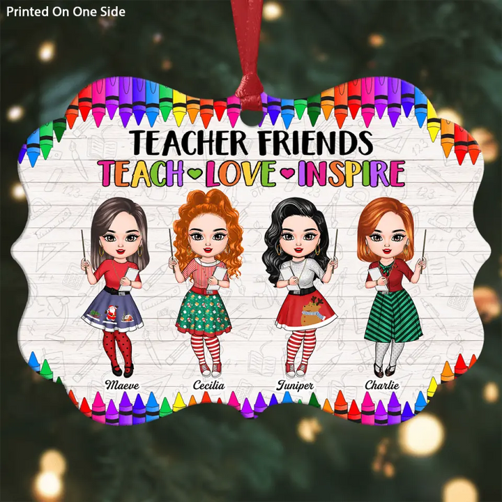 Personalized Aluminium Ornament - Gift For Teacher Colleague - Teacher Friends Teach Love Inspire ARND037