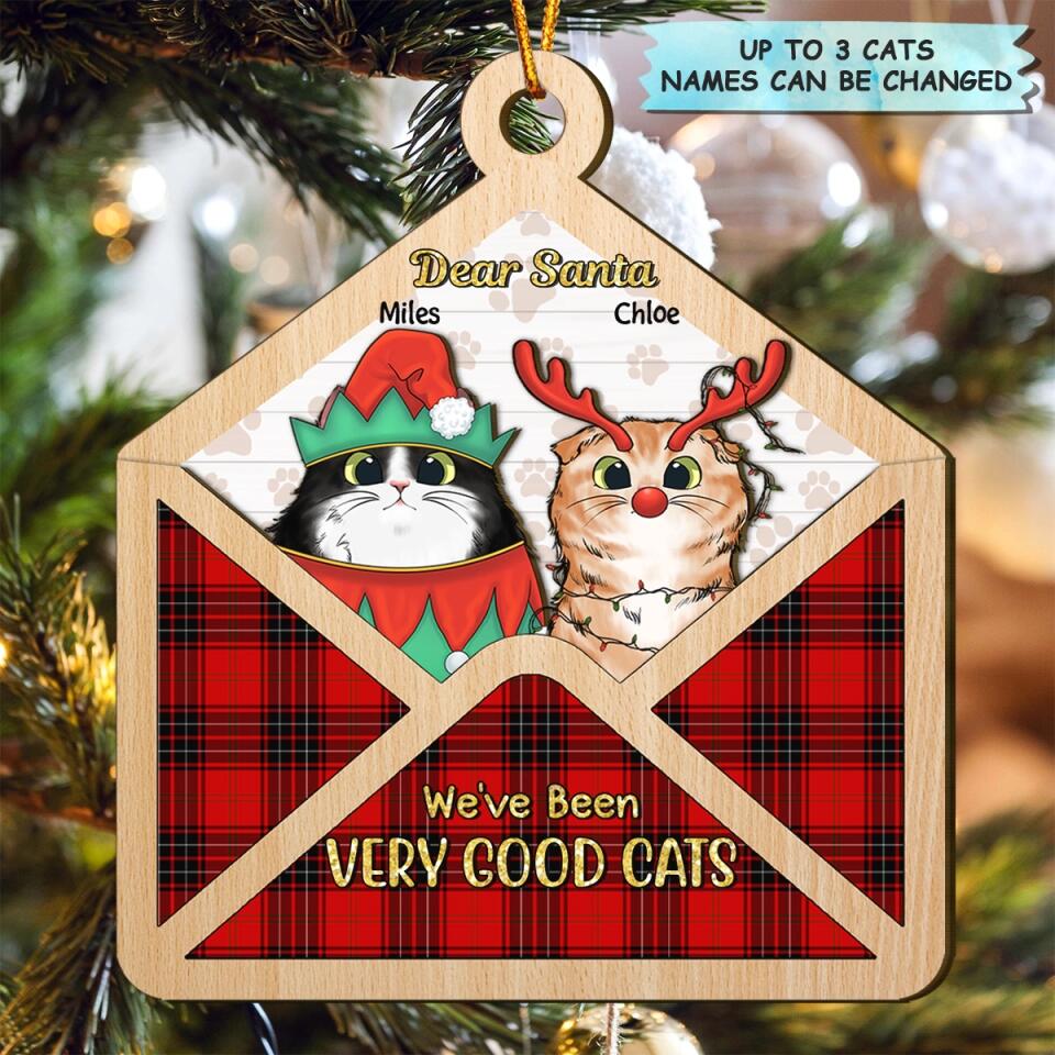 Personalized Layer Wood Ornament - Gift For Cat Lover - Dear Santa Cat Christmas, Santa Letter ARND037