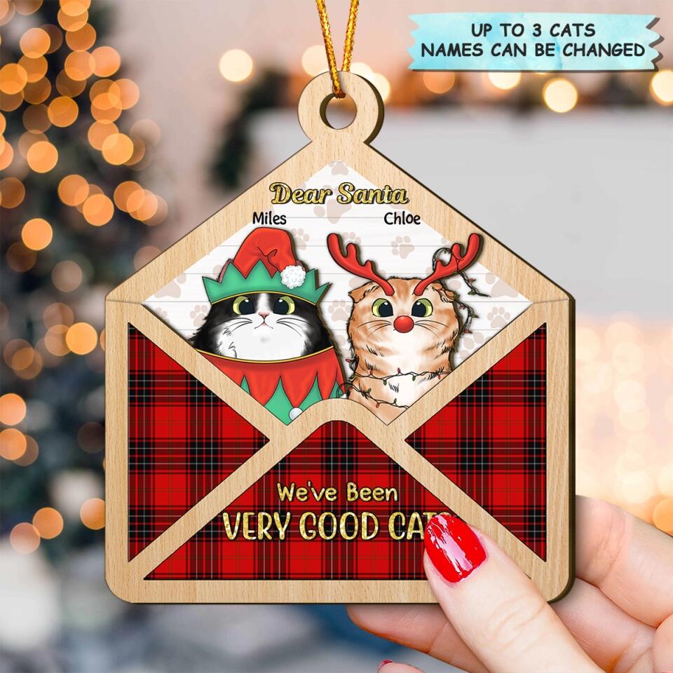 Personalized Layer Wood Ornament - Gift For Cat Lover - Dear Santa Cat Christmas, Santa Letter ARND037