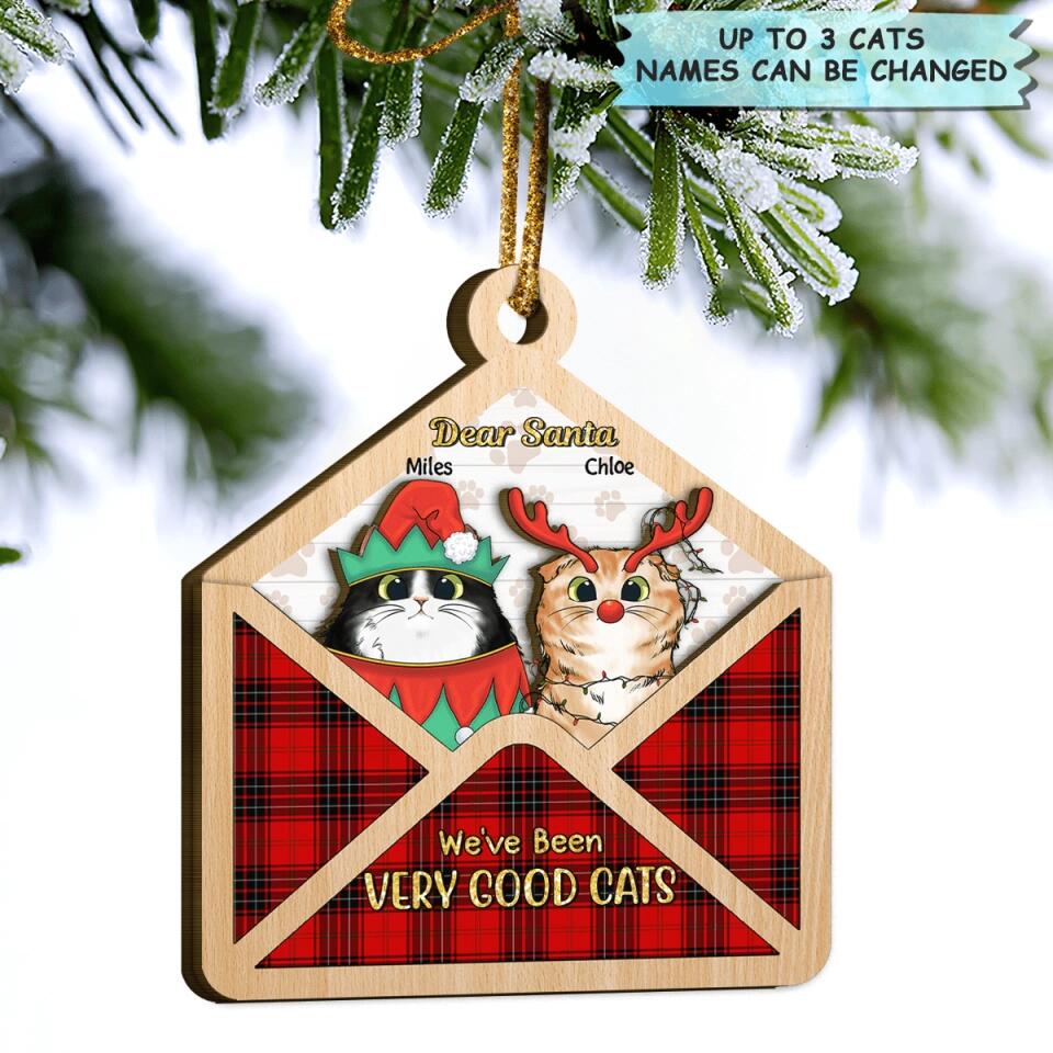 Personalized Layer Wood Ornament - Gift For Cat Lover - Dear Santa Cat Christmas, Santa Letter ARND037