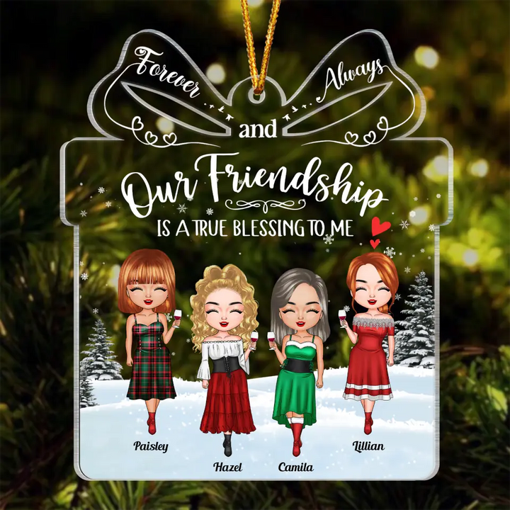 Personalized Mica Ornament - Gift For Friend - Our Friendship Is A True Blessing ARND0014