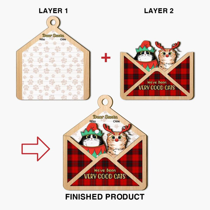Personalized Layer Wood Ornament - Gift For Cat Lover - Dear Santa Cat Christmas, Santa Letter ARND037
