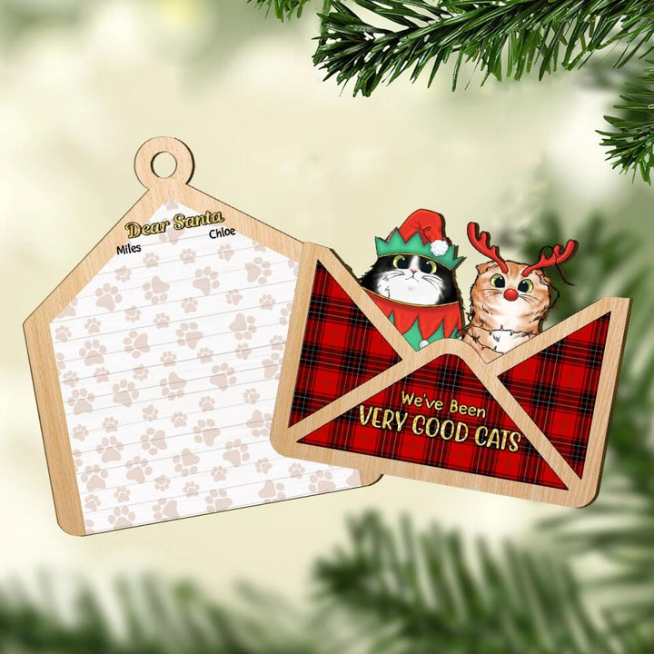 Personalized Layer Wood Ornament - Gift For Cat Lover - Dear Santa Cat Christmas, Santa Letter ARND037