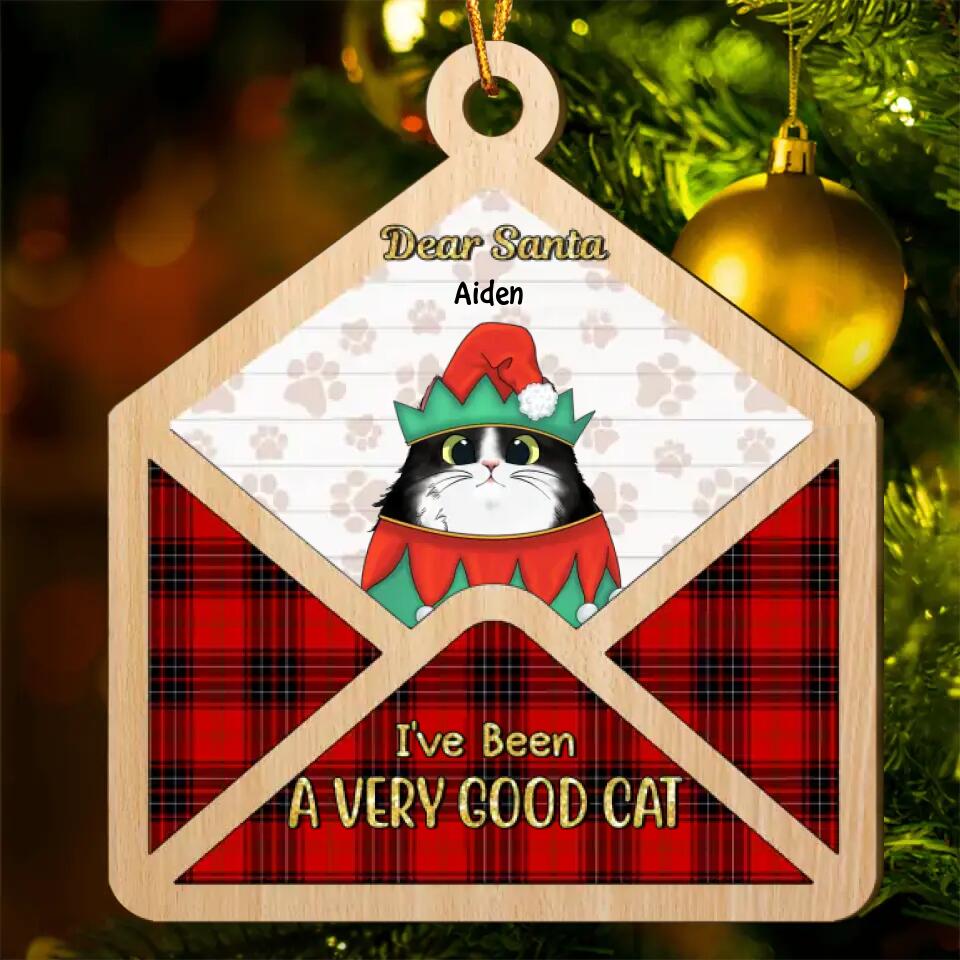 Personalized Layer Wood Ornament - Gift For Cat Lover - Dear Santa Cat Christmas, Santa Letter ARND037