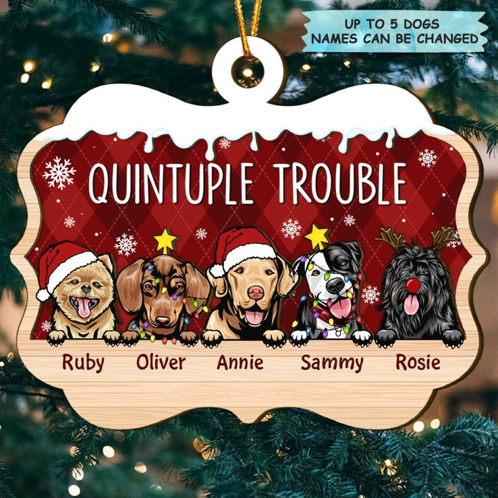 Personalized Layer Wood Ornament - Gift For Dog Lover - Double Trouble ARND037