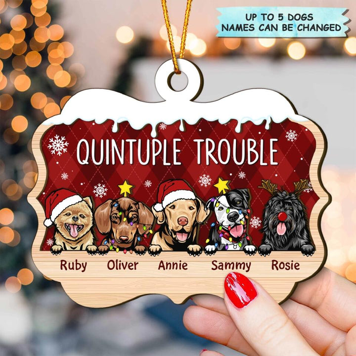 Personalized Layer Wood Ornament - Gift For Dog Lover - Double Trouble ARND037