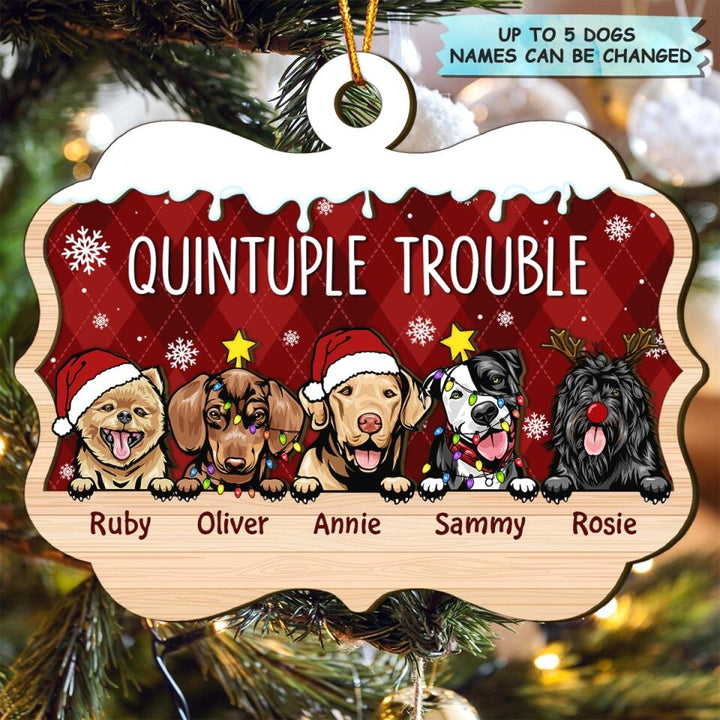Personalized Layer Wood Ornament - Gift For Dog Lover - Double Trouble ARND037
