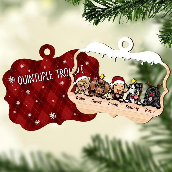 Personalized Layer Wood Ornament - Gift For Dog Lover - Double Trouble ARND037