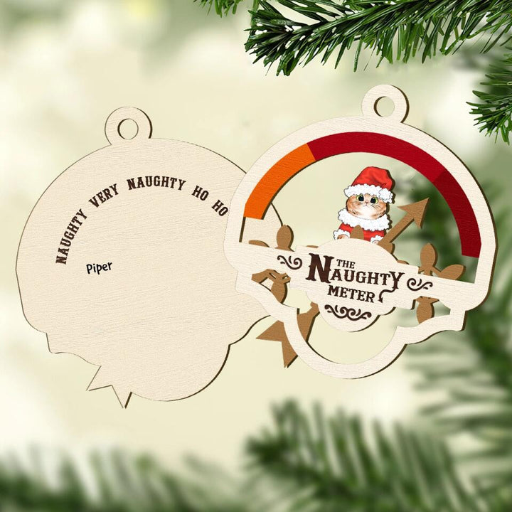 Personalized Layer Wood Ornament - Gift For Pet Lover - The Naughty Meter ARND0014