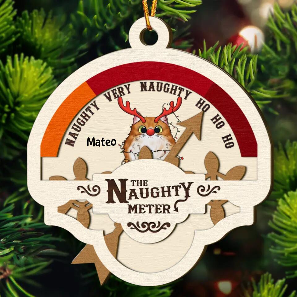 Personalized Layer Wood Ornament - Gift For Pet Lover - The Naughty Meter ARND0014