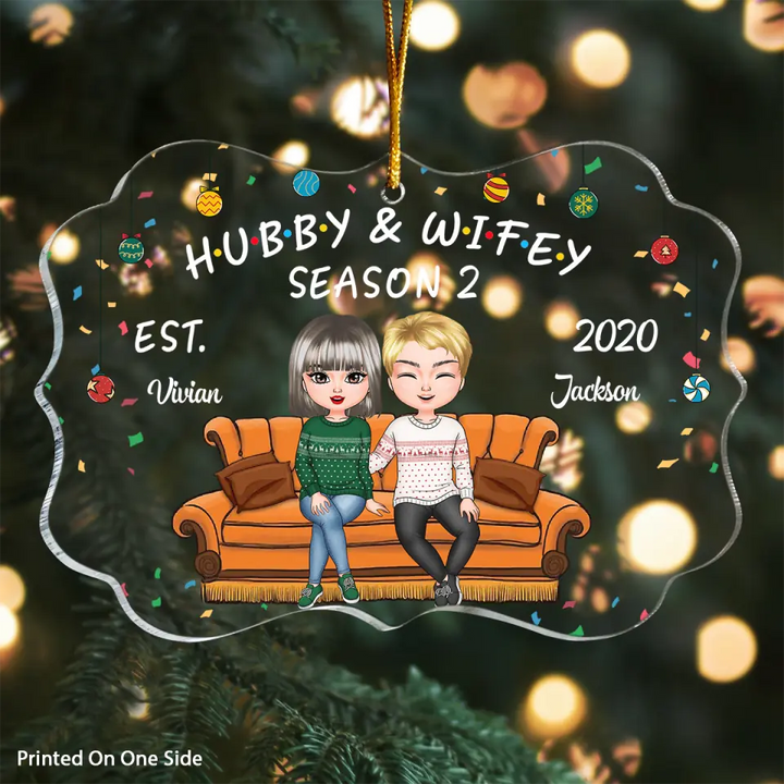 Personalized Mica Ornament - Gift For Couple - Hubby And Wifey ARND018