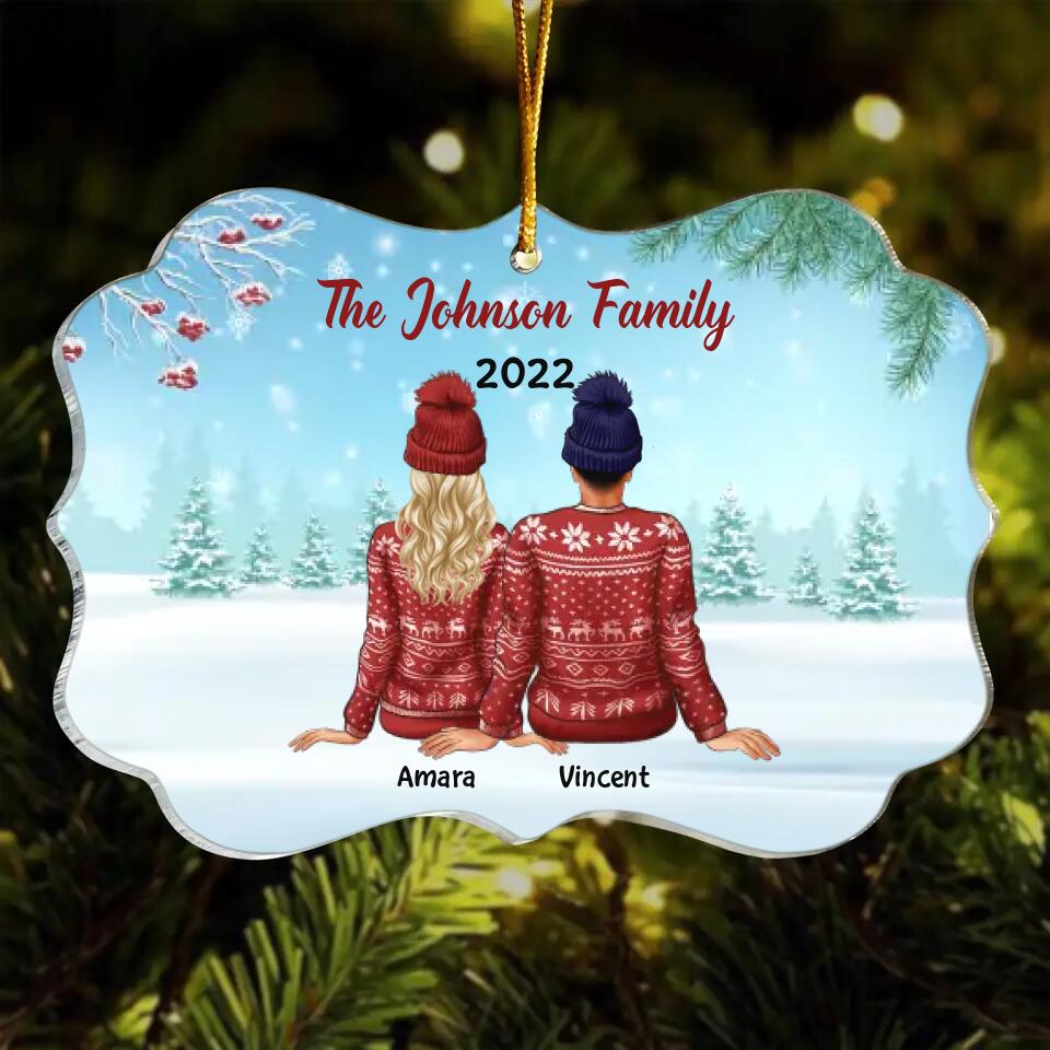 Personalized Mica Ornament - Gift For Family Member - Family In The Snow ARND0014