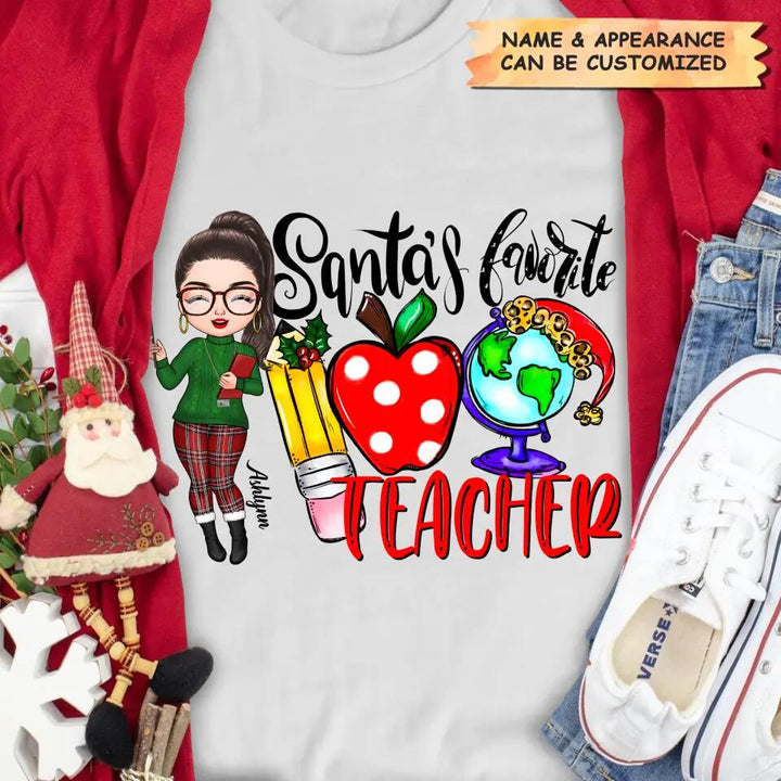 Personalized T-shirt - Gift For Teacher - Santa's Favorite Teacher ARND005