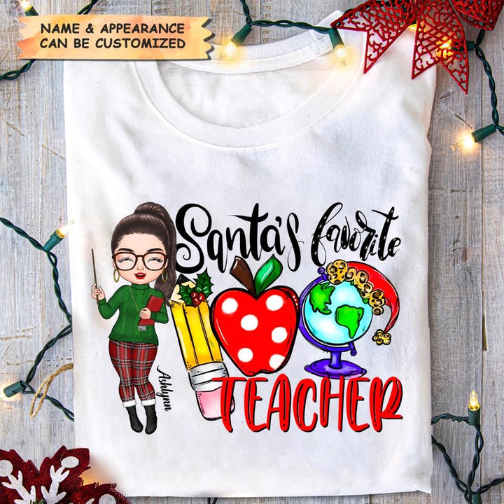 Personalized T-shirt - Gift For Teacher - Santa's Favorite Teacher ARND005