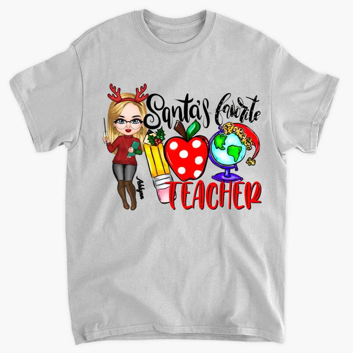Personalized T-shirt - Gift For Teacher - Santa's Favorite Teacher ARND005
