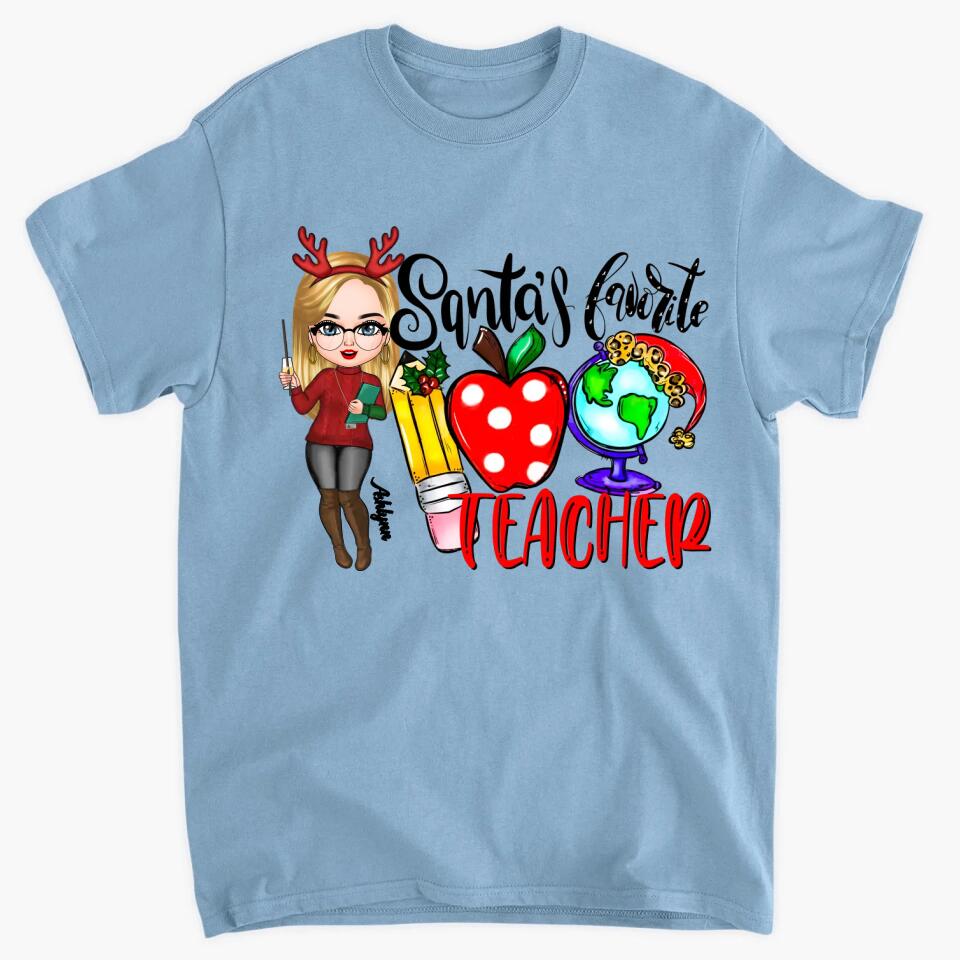 Personalized T-shirt - Gift For Teacher - Santa's Favorite Teacher ARND005