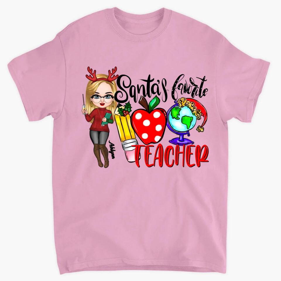 Personalized T-shirt - Gift For Teacher - Santa's Favorite Teacher ARND005