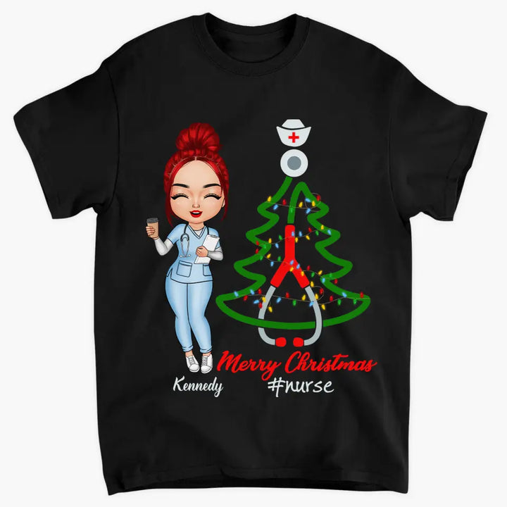 Personalized T-shirt - Gift For Nurse - Nurse Christmas Tree ARND005