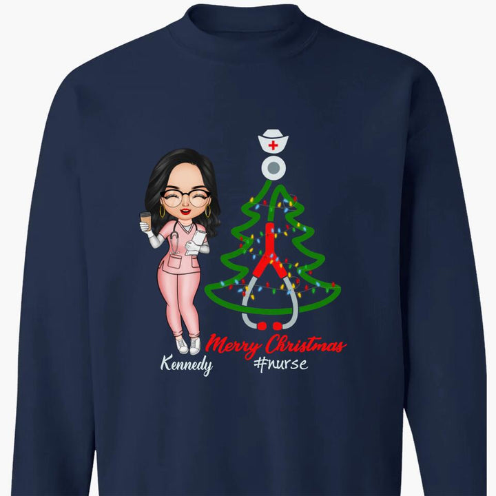 Personalized T-shirt - Gift For Nurse - Nurse Christmas Tree ARND005