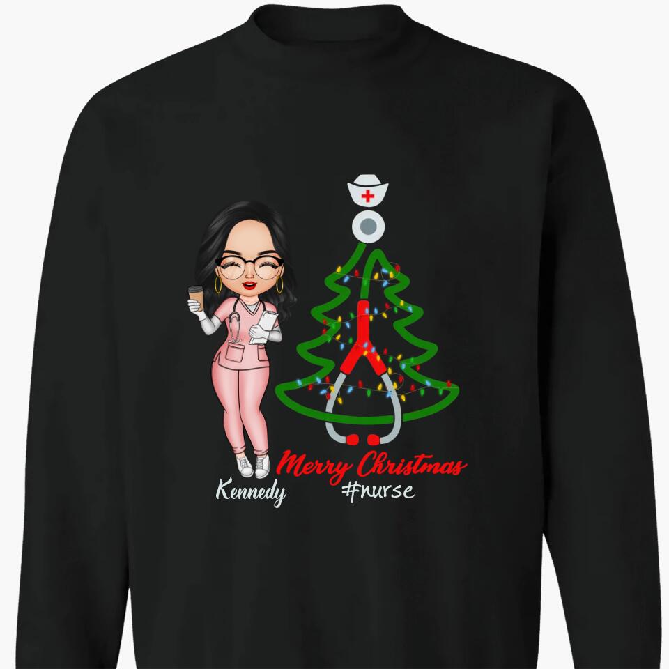 Personalized T-shirt - Gift For Nurse - Nurse Christmas Tree ARND005