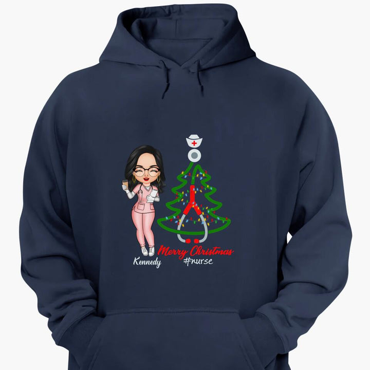 Personalized T-shirt - Gift For Nurse - Nurse Christmas Tree ARND005