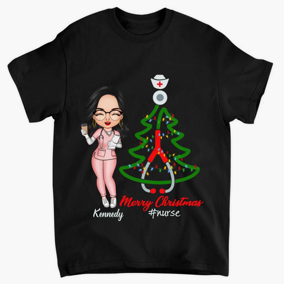 Personalized T-shirt - Gift For Nurse - Nurse Christmas Tree ARND005
