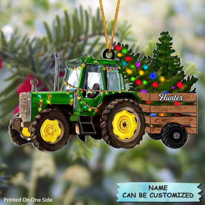 Personalized Mica Ornament - Gift For Farmer - Christmas Tractor ARND0014