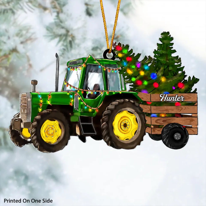 Personalized Mica Ornament - Gift For Farmer - Christmas Tractor ARND0014