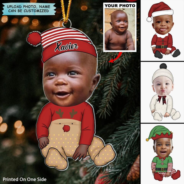 Personalized Photo Mica Ornament - Gift For Baby - First Christmas ARND037 AGCTD004