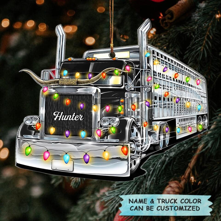 Personalized Mica Ornament - Gift For Trucker - Truck Christmas Light ARND018