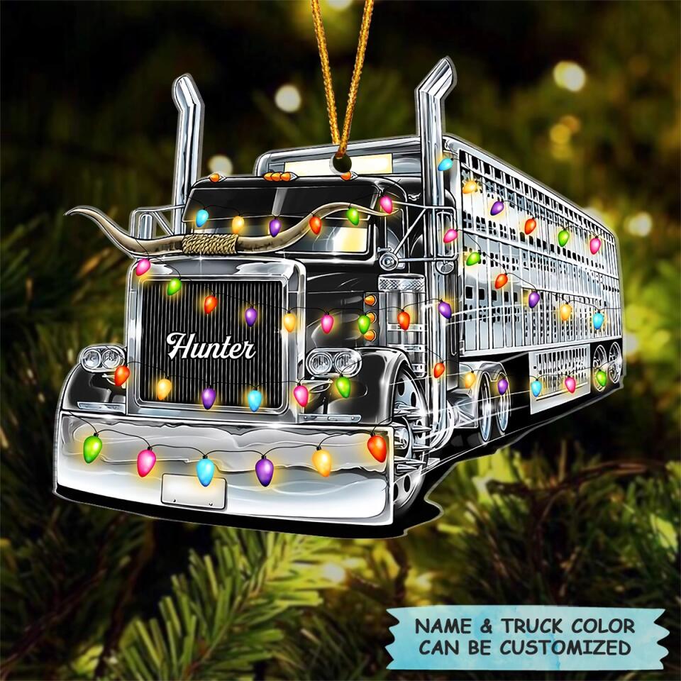 Personalized Mica Ornament - Gift For Trucker - Truck Christmas Light ARND018