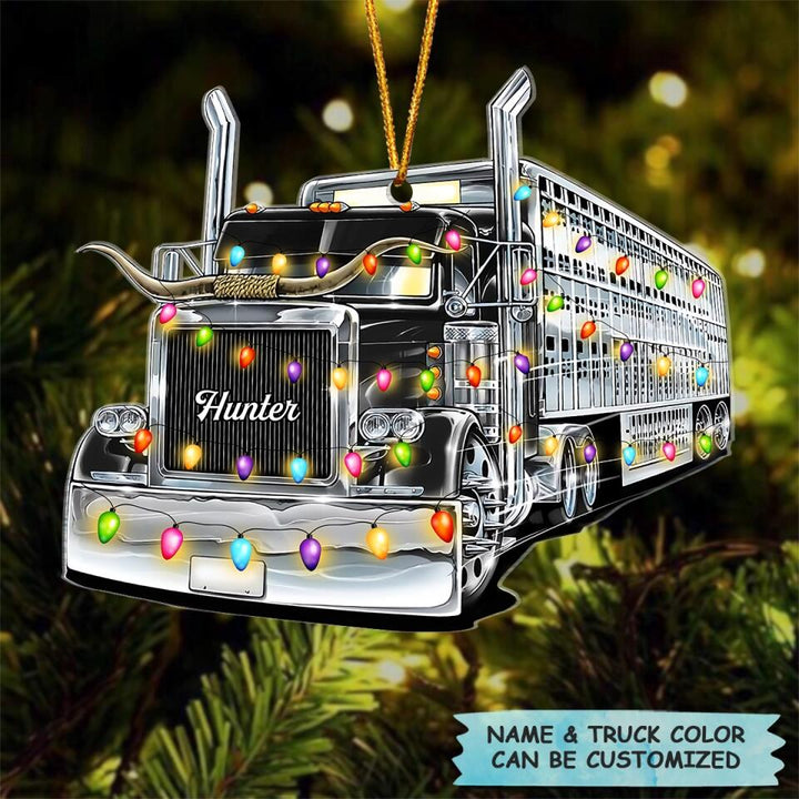Personalized Mica Ornament - Gift For Trucker - Truck Christmas Light ARND018