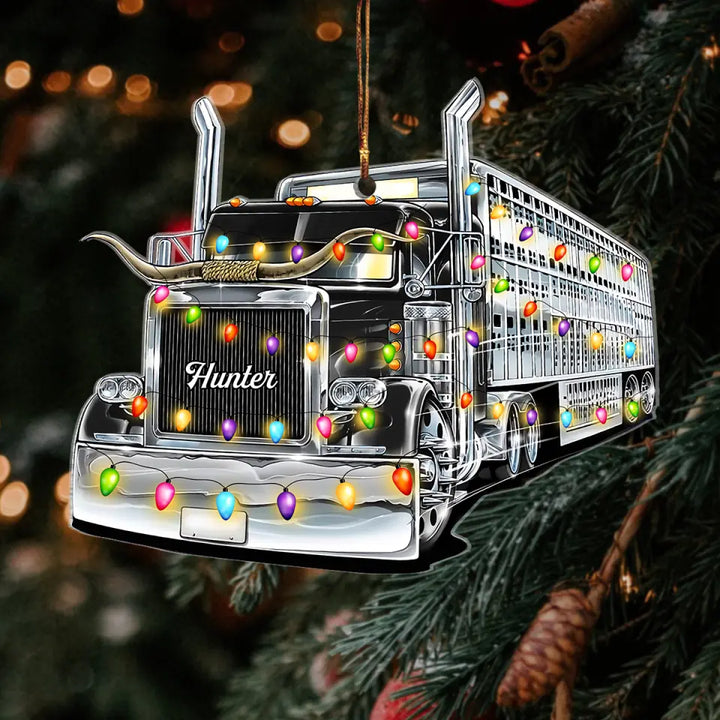 Personalized Mica Ornament - Gift For Trucker - Truck Christmas Light ARND018