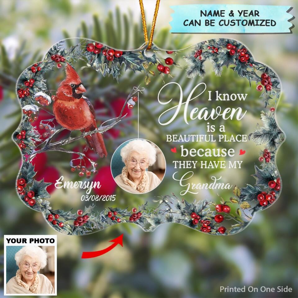 Personalized Photo Mica Ornament - Gift For Family - Heaven Is A Beautiful Place ARND037