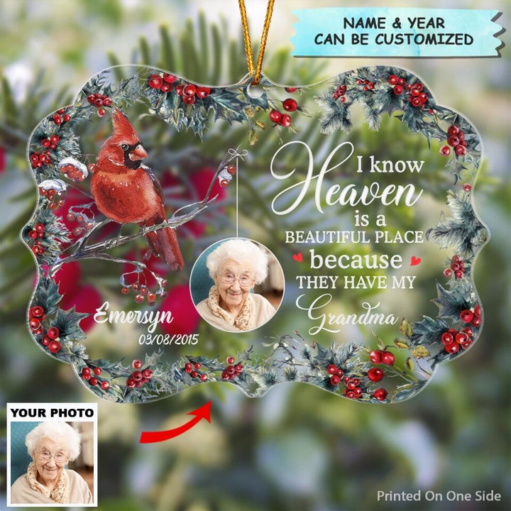 Personalized Photo Mica Ornament - Gift For Family - Heaven Is A Beautiful Place ARND037