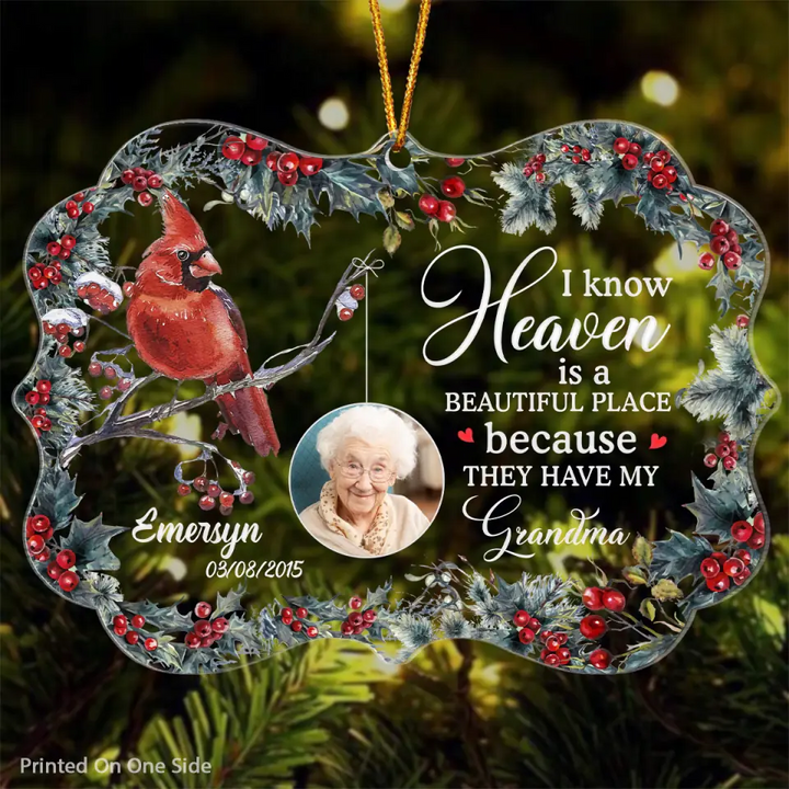 Personalized Photo Mica Ornament - Gift For Family - Heaven Is A Beautiful Place ARND037